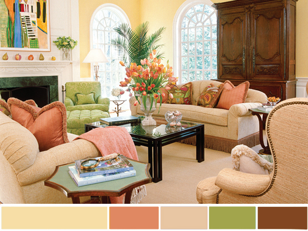 Combination of spring shades of colors in the interior